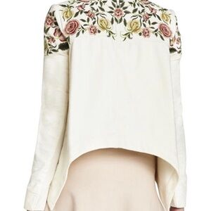 BCBG Max Azria Cream Jacket with Floral Embroidery